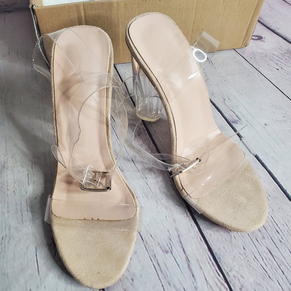 No Brand Ankle Wrapped Plex Court Heel